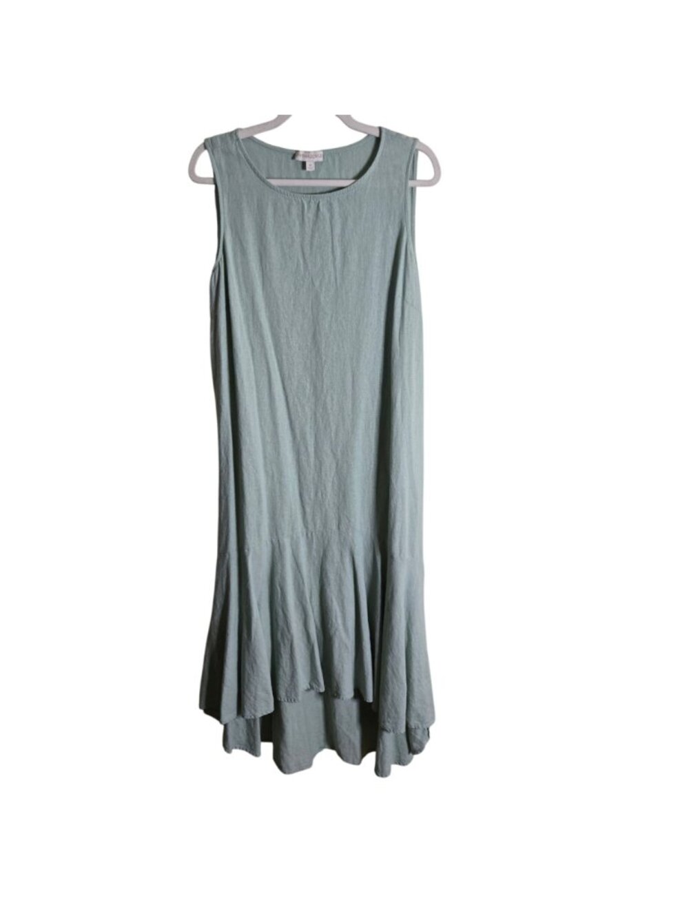 Cynthia Rowley Pale Green Linen Blend Sleeveless High Low Hem Midi Dress Size M - Picture 2 of 5